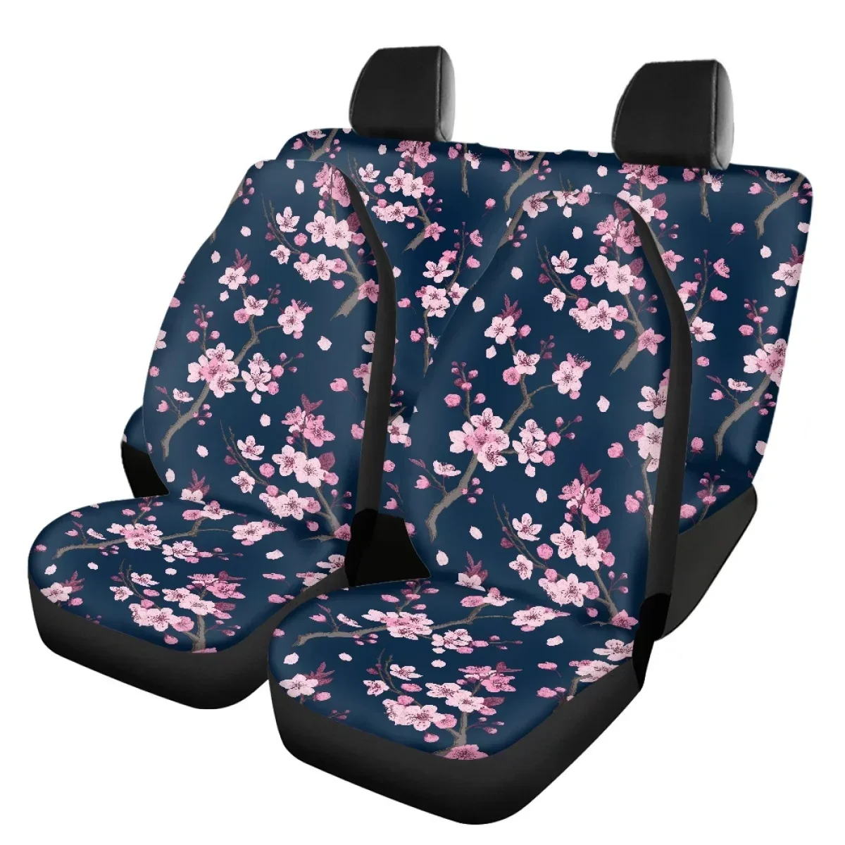 

Beautiful Pink Fowers Car Seat Cover Set Easy Installation Dirt Resistant Vehicle Supplies Stretch Fabri Protector Auto Decor