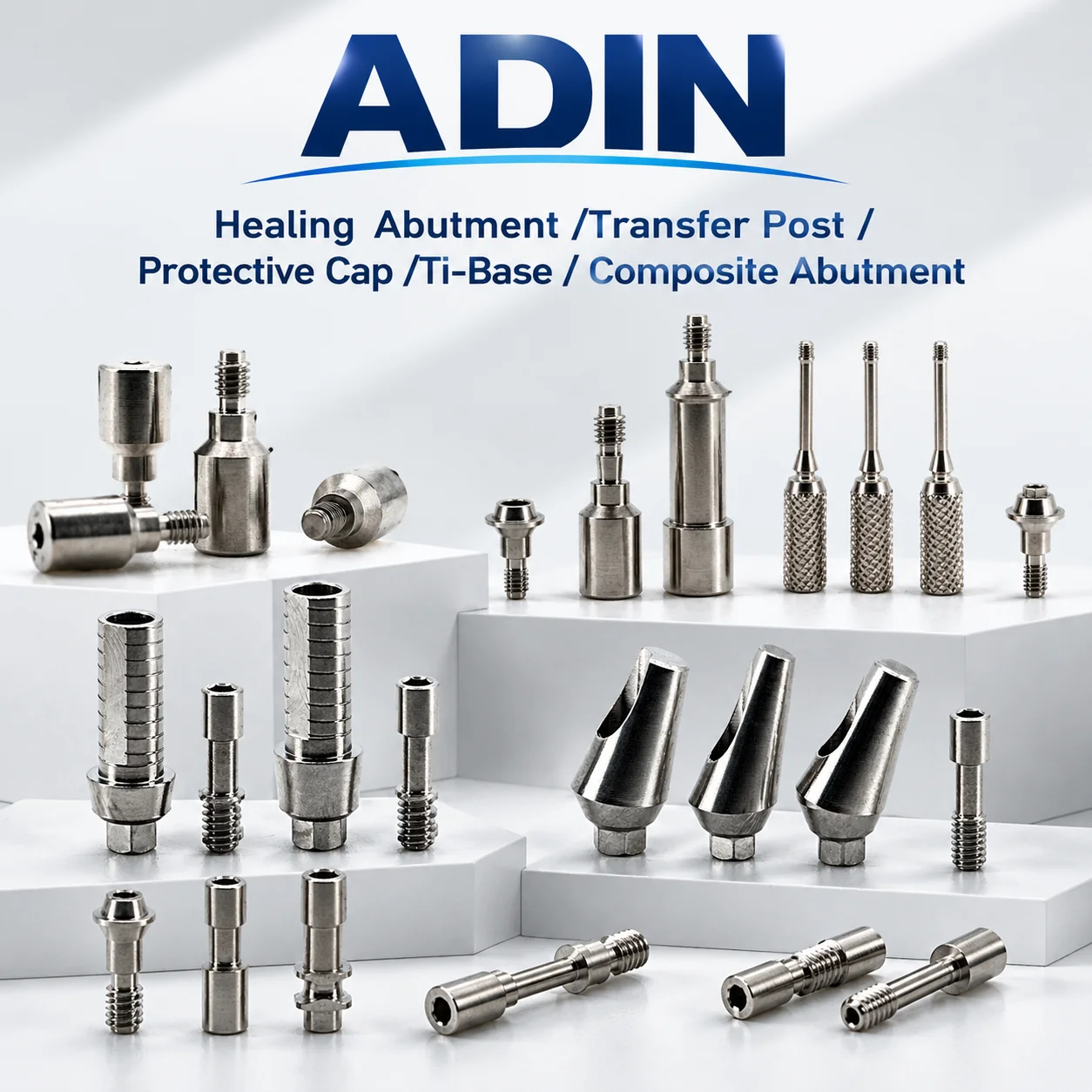 Compatible with ADIN System Multi Unit Abutment Transfer Post Analog Abutment Screw Healing Cap Medical Grade Titanium