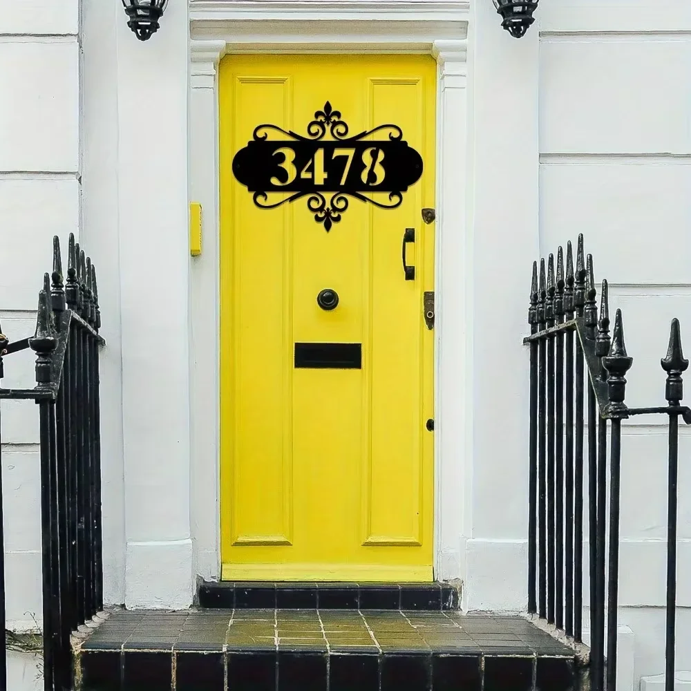 

1pc,Handmade Metal House Number Plaque. Exquisite Outdoor Address Sign. Wall - Mounted for Stylish Home/Office Decor.