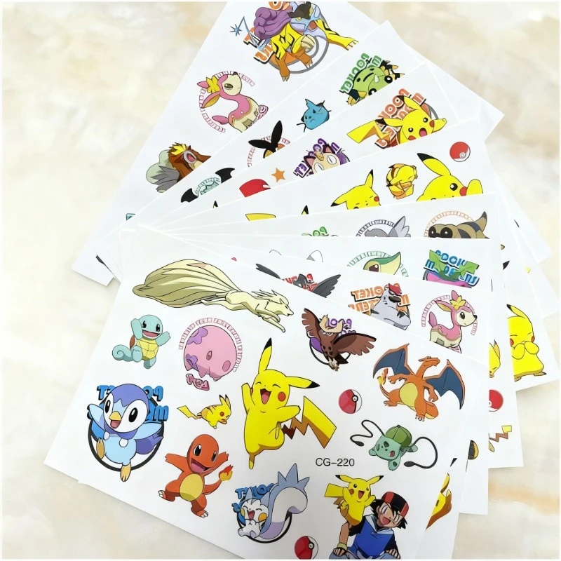 وشم مؤقت كرتوني بيكاتشو بوكيمون - ملصقات نقل المياه على شكل وحش الجيب، ملصقات ملصقات للأطفال، ملصقات بوكيمون