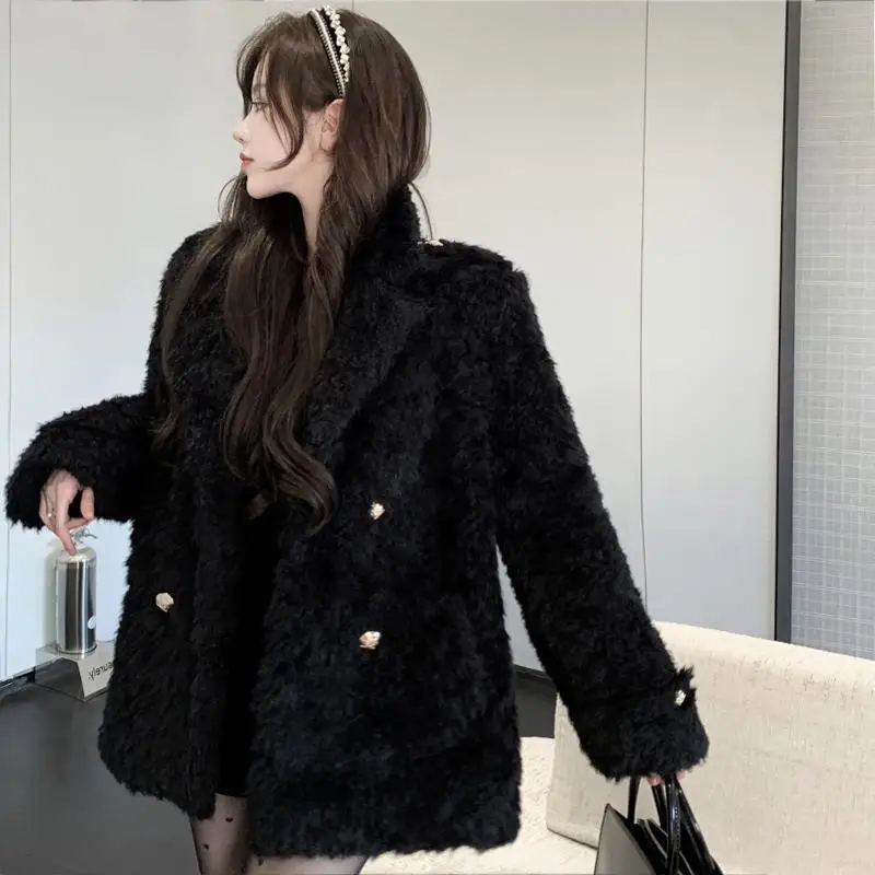 Women's Loose Lamb Fur Jacket Plush Faux Fur Coat Street Style Outerwear Winter Warm Casual Fashion plus Size Coat - view 2