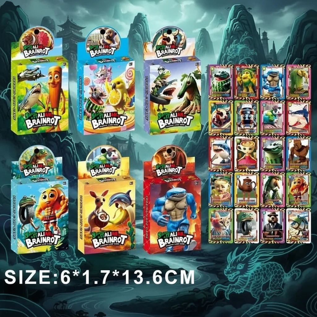 24PCS Italian Brainrot Game Collection Cards Tralalero Tralala Tungtungtungsahur Laser Classic Toy Children Christmas Halloween