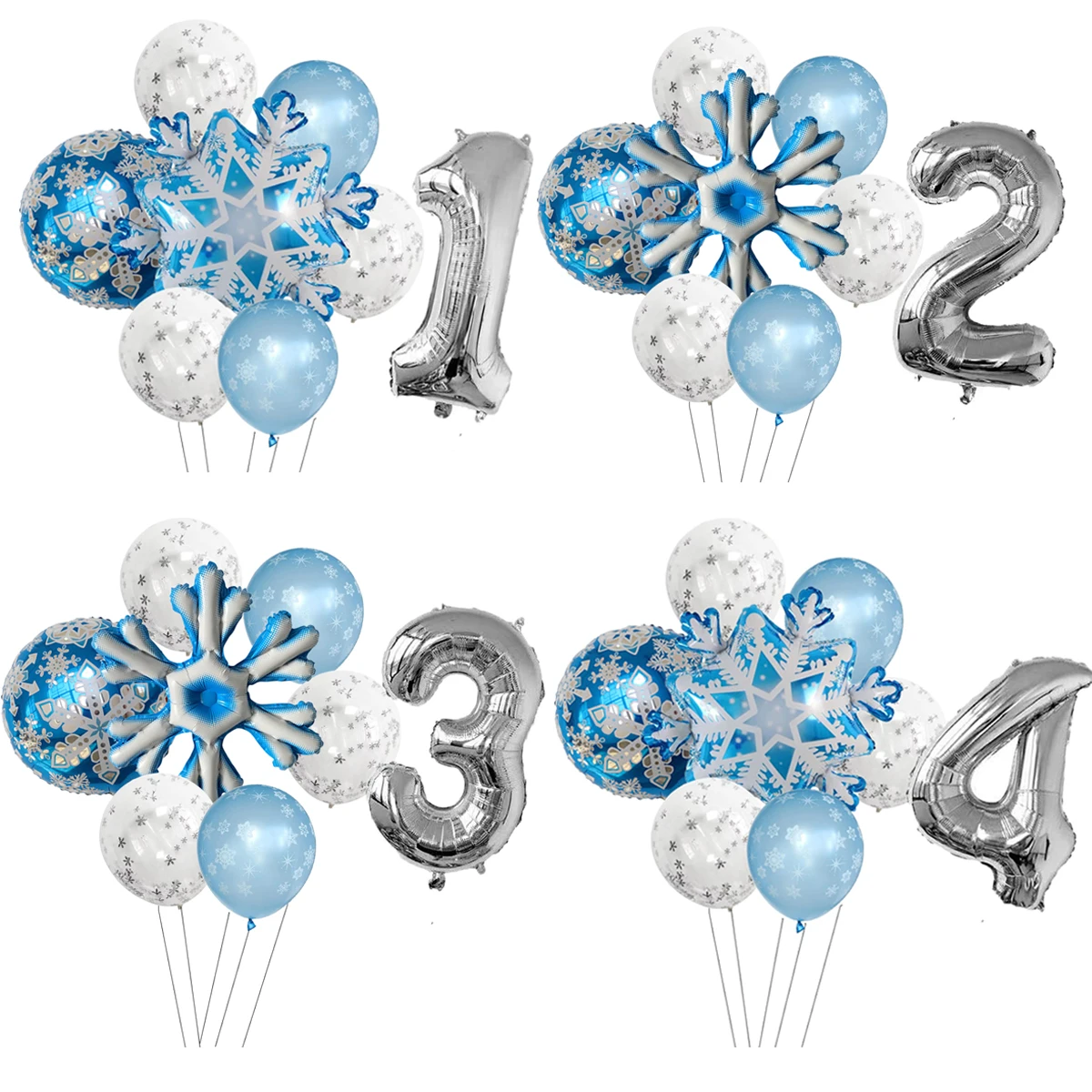 1 Set Large Snowflake Foil Balloons with 32inch Number Balloon Winter Kids 1-9 Years Birthday Christmas New Year Party Decoratio