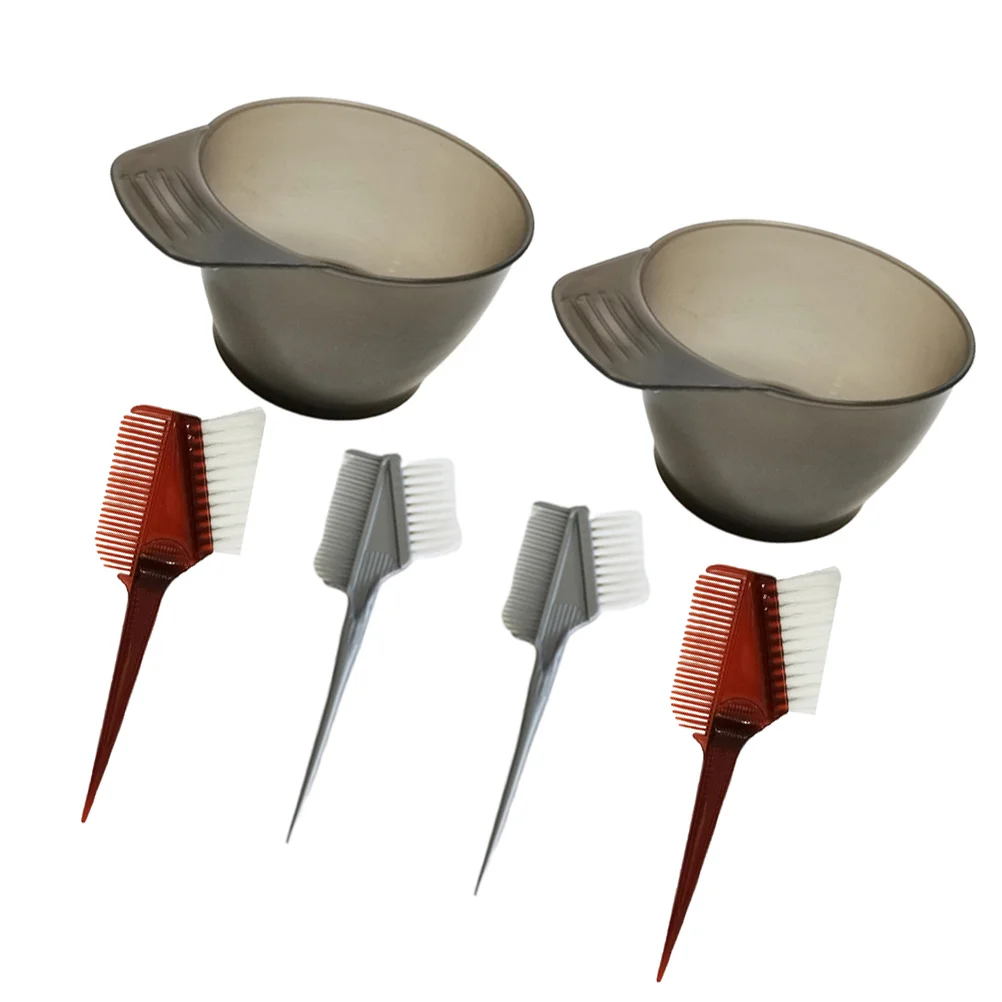 6Pcs Hair Dye Bowl Set Plastic Reusable Hairdressing Coloring Tools Hair Tinting Bowls Combs Salon Home DIY Dye Accessories