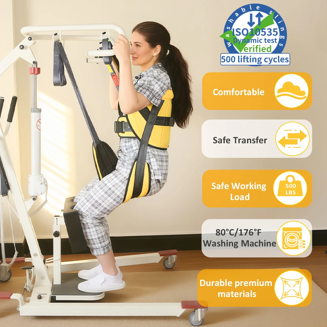 Ehucon Sit to Stand Lift Sling Divided Leg Design Leg Straps and Back Support,Transfer Sling for Elderly Mobility Aid 500lbs