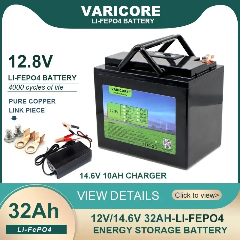 12V/12.8V 160Ah 120Ah 100Ah LiFePO4 bateria litowo-żelazna fosfa dla kamperów RV terenowe baterie słoneczne wiatrowe 14.6V 10A ładowarka