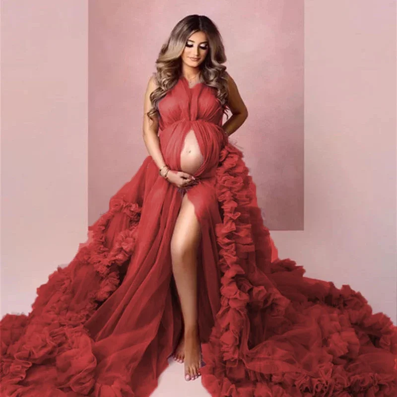 Gaun Hamil Bersalin Tulle Seksi Pemotretan Fotografi Gaun Malamêtements de maternity vestidos untuk pakaian wanita
