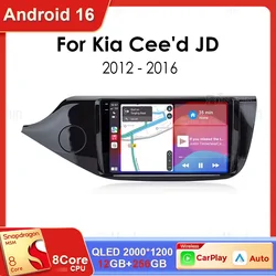 Android 16 Qualcomm Car radio For Kia Cee'd Ceed JD 2012-2016 Multimedia Video Player 4G+WIFI Autoradio GPS Wireless Carplay