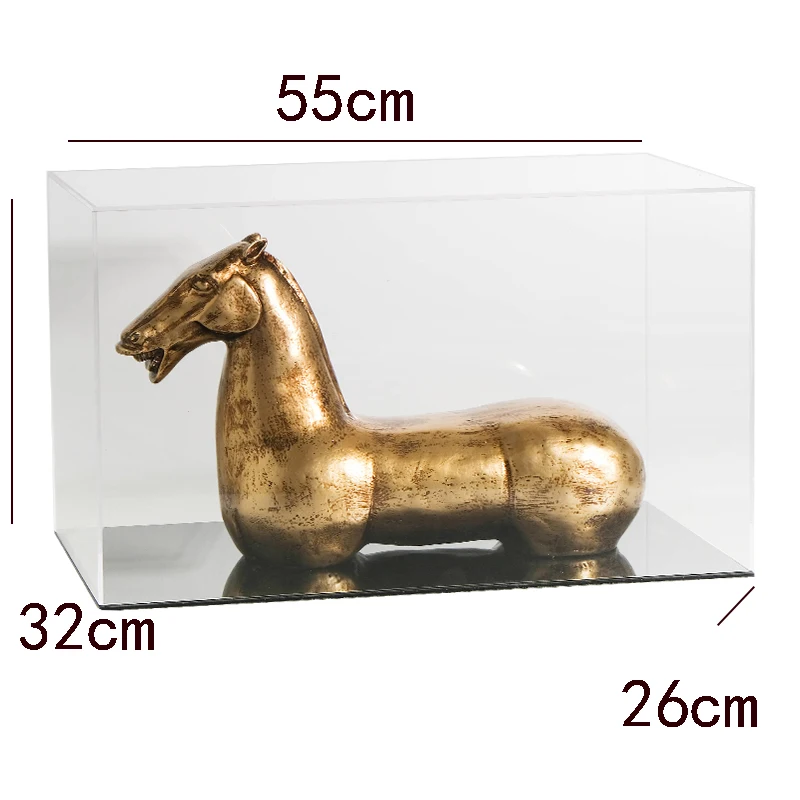 Antique Golden Horse Sculpture With Acrylic Cover New Chinese Style Sales Office Hotel Villa Entrance Decorations Ornaments