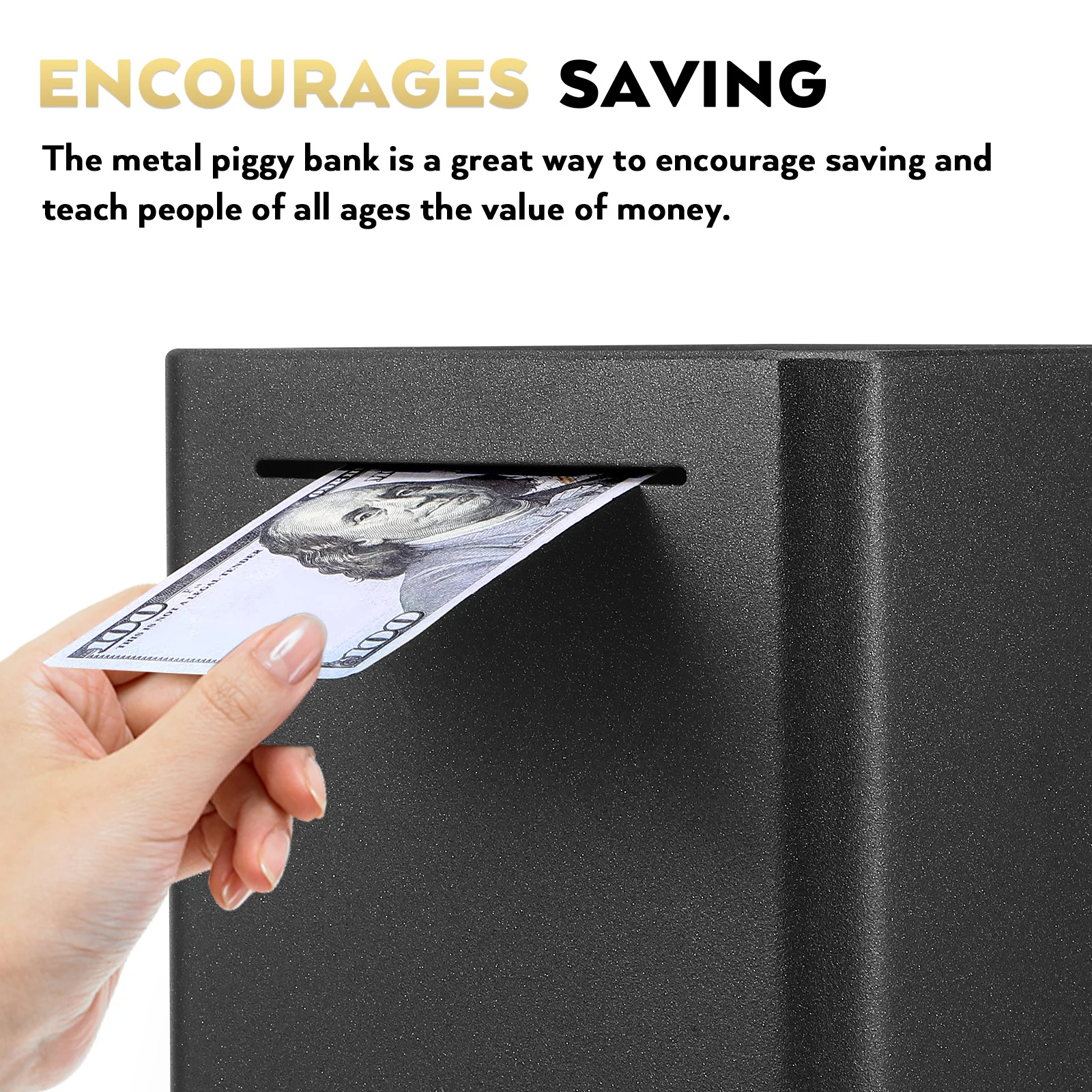 

Stainless Steel Piggy Bank Adult Money Saving Box Unbreakable Metal Cash Holder for Home Office Break to Open Design Savings Box