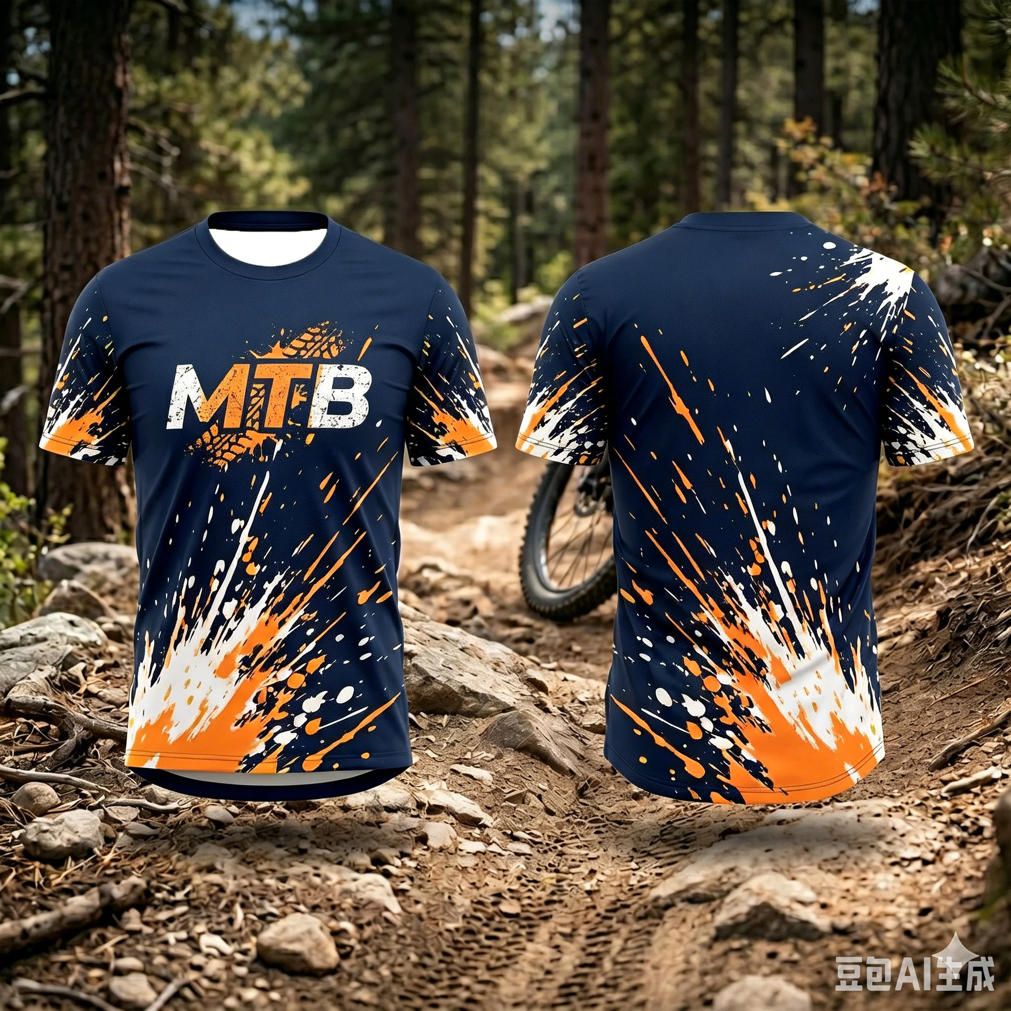 Short Sleeve MTB Jersey Splash Ink Print Quick Dry Mountain Bike T Shirt Offroad Motocross Cycling Top Family Matching Outfits
