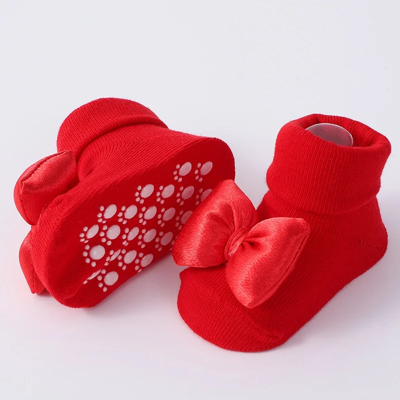 Fashion Baby Girls Headband + Socks Set Cotton Toddler Socks with Headband Non-skid Solid Princess Sock Hair Accessories 0-12M