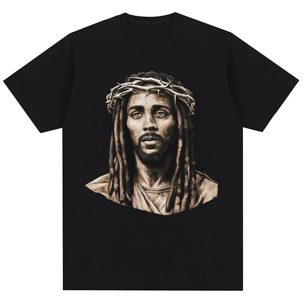 Christian Religious African American Jesus Retro T Shirts Men Women Fashion Faith Novelty T-shirts Oversized Cotton Male T Shirt