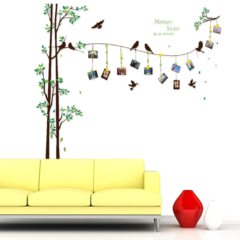 Decor Home Stickers Birch Tree Wall Decals Family Photo Bedroom Living Decoration