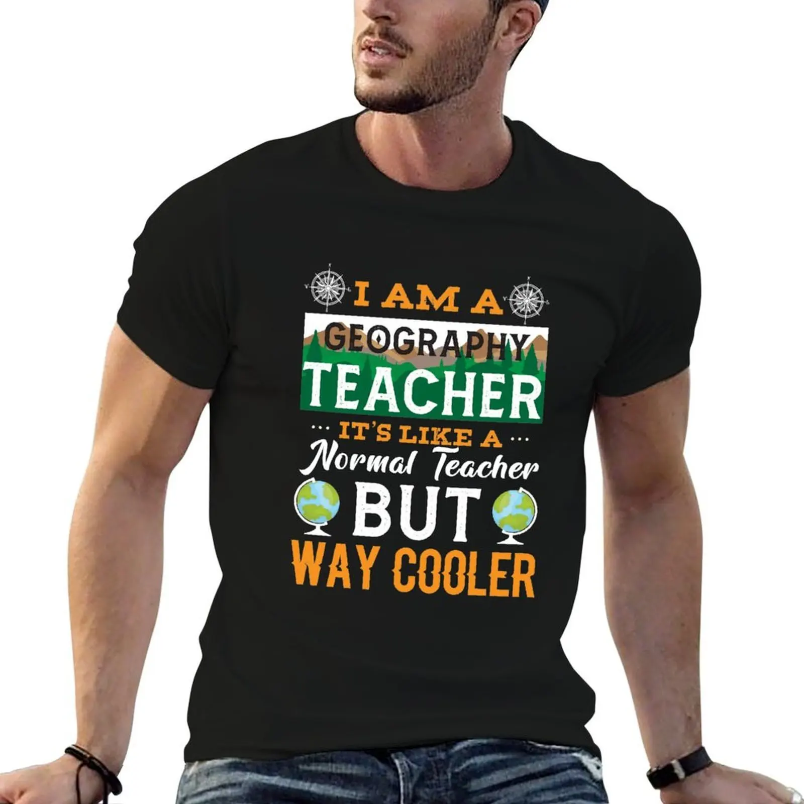 T-shirt à manches courtes basique grande taille pour professeur de géographie, cadeau pour professeur de géographie