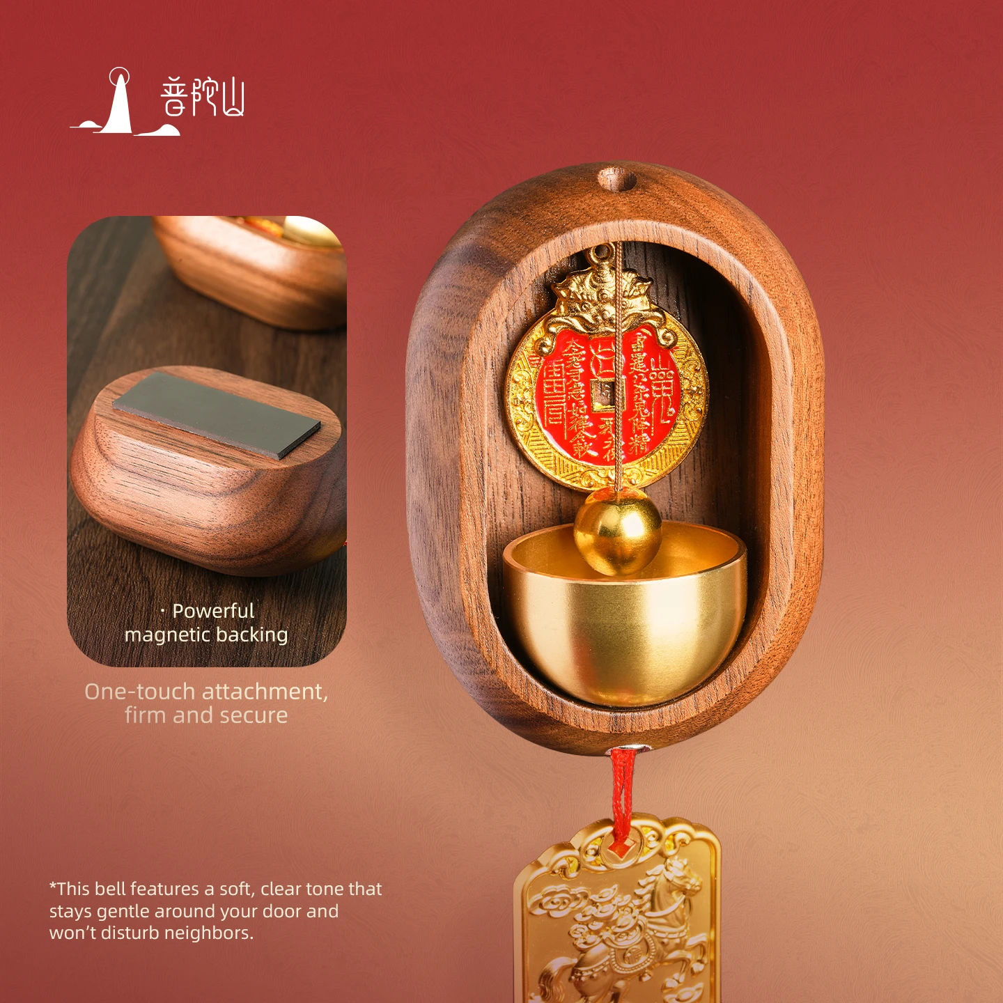 

Ветряной колокольчик Фэн-шуй с изображением лошади, талисман удачи для входной двери, привлекающий богатство, дверной звонок, подарок на новоселье или для друзей