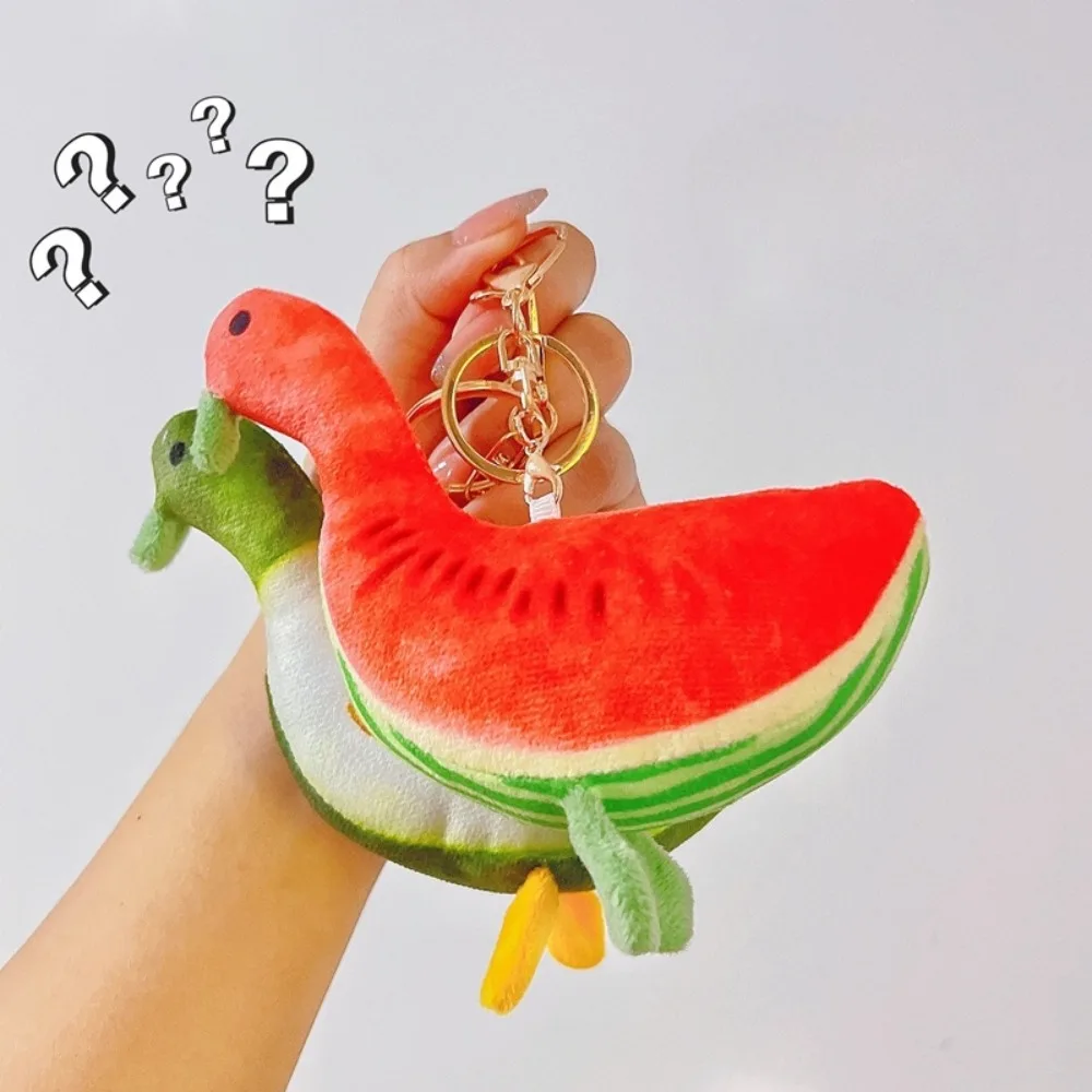 Gantungan Kunci Bebek Semangka Labu Lilin Kreatif Liontin Boneka Bebek Buah Akar Teratai Kartun Lucu