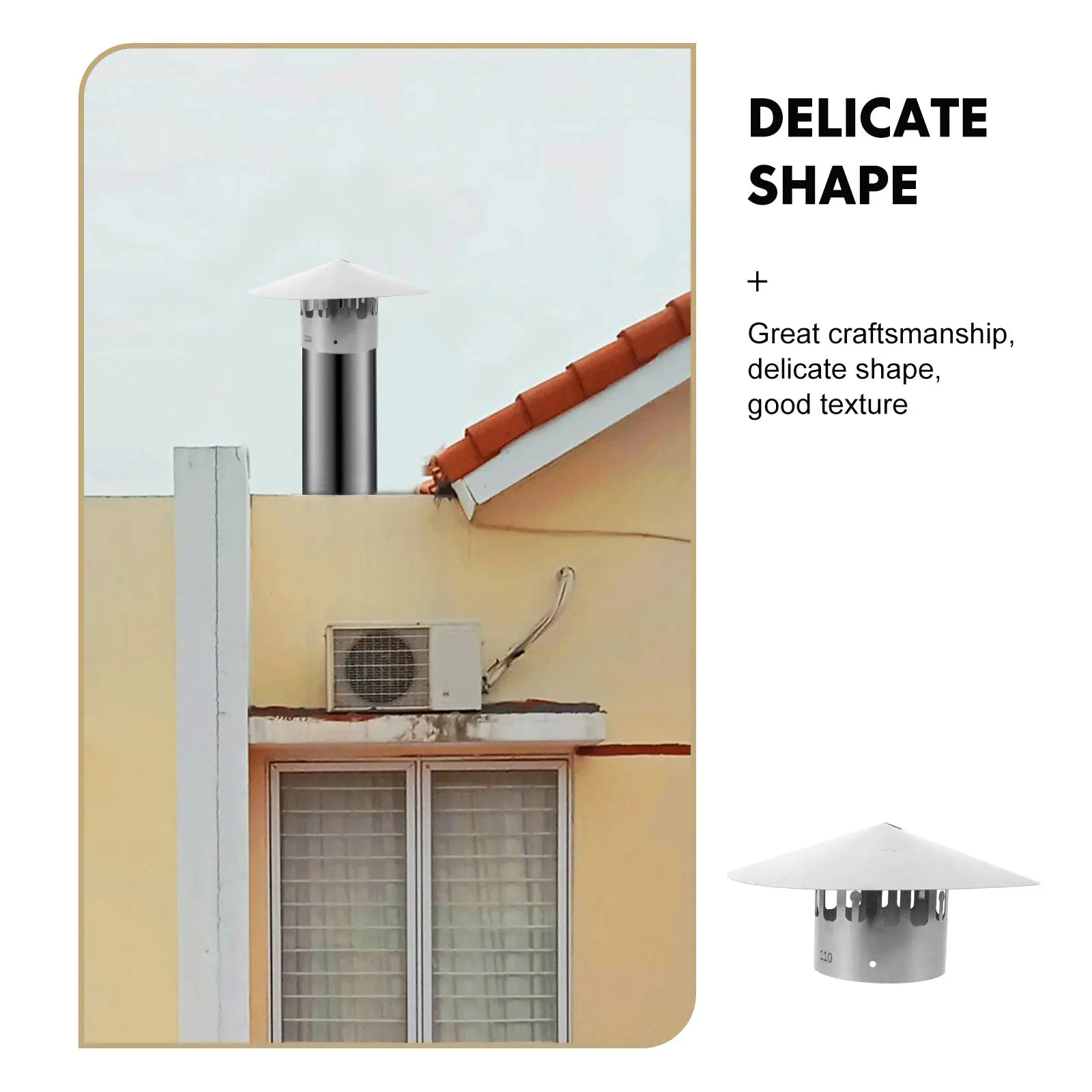 Round Stainless Steel Rain Cap Top Roof Vent Cover 4.5 Inch Chimney Pipe Stove Pipe Cap Outdoor Flue Exhaust Vent