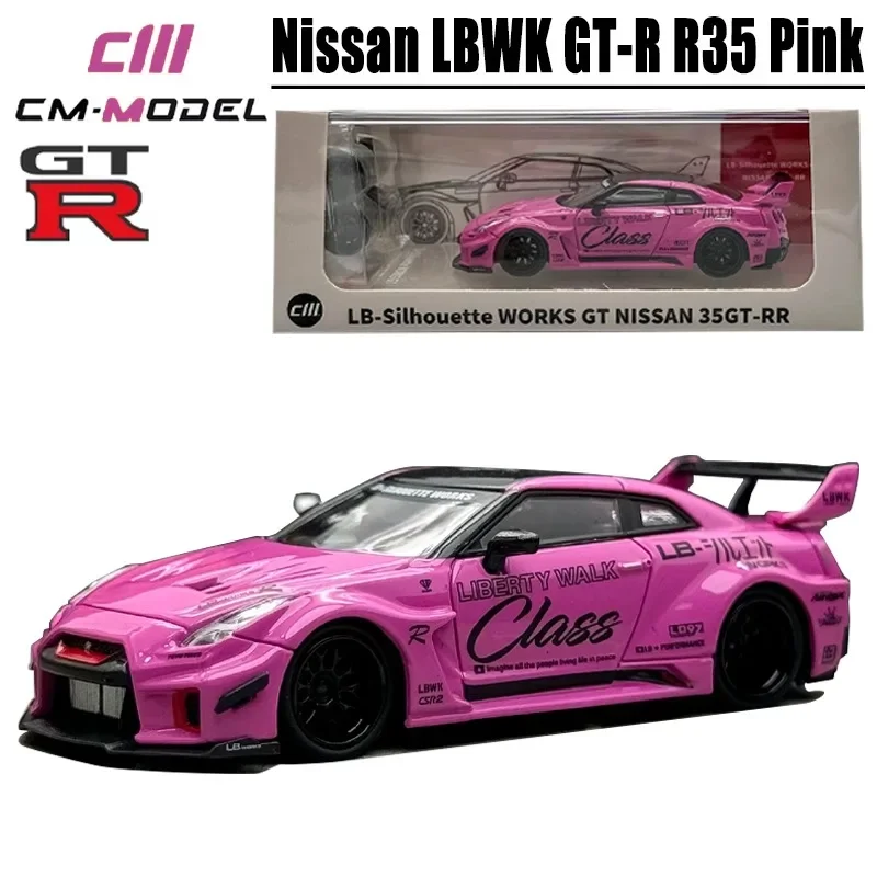 CM 1/64 Nissan LBWK GT-R R35 Roze Legering Speelgoed Motorvoertuig Diecast Metaal Model Geschenken