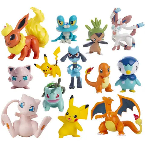 Pokemon Cartoons Anime Figure Pikachu Charmander Eevee Squirtle Cosplay Toys Model Figure Collection Dolls Birthday Gift