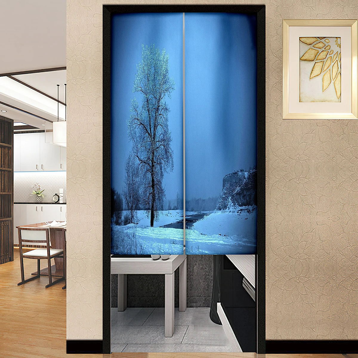 Bench Winter Snow Door Curtain Japanese Style Boys Household Kitchen Partition Drapes Restaurant Entrance Hanging Half-Curtain