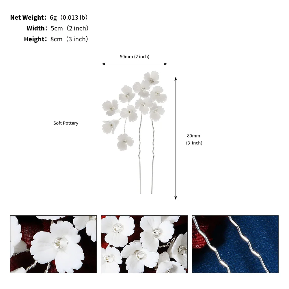 Frauen Blume Haarnadel Stick Hochzeit Braut Kristall Perle Haarnadel U Förmigen Haar Clip Barrettes Haar Zubehör Großhandel – Detail 25