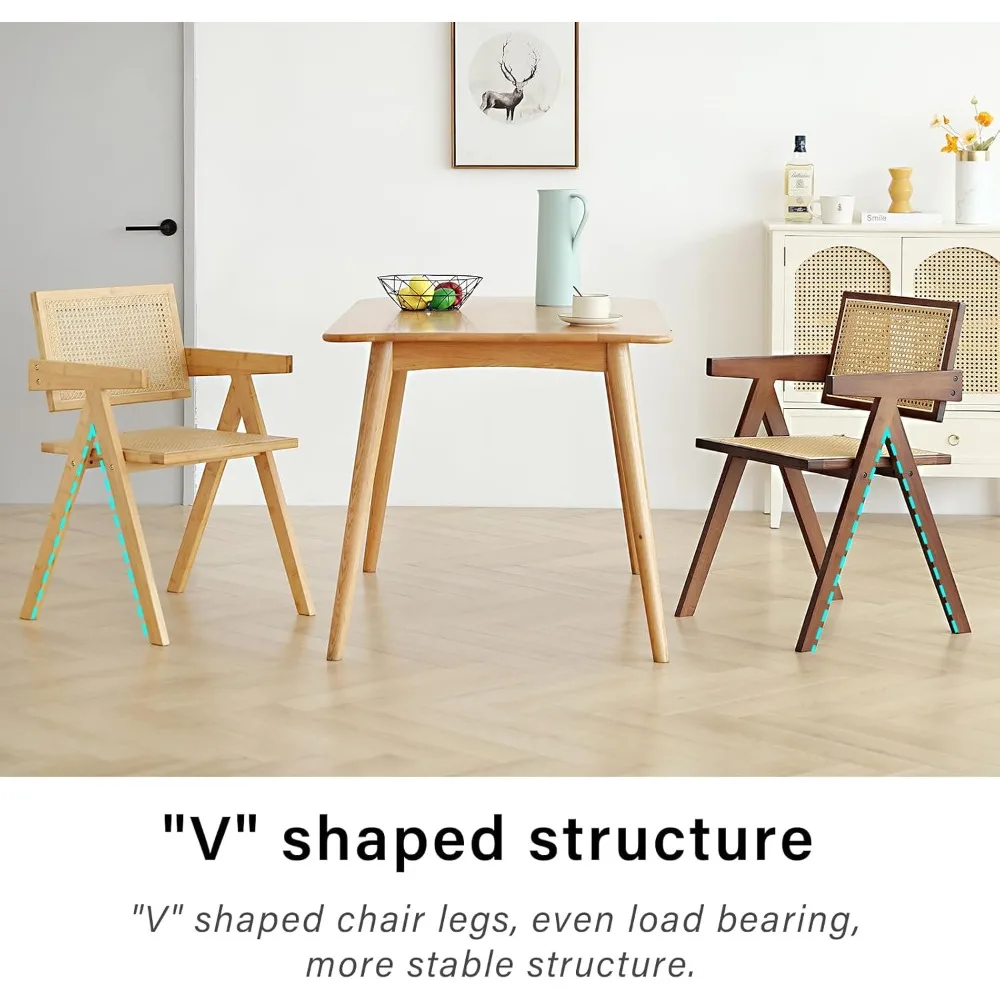 Pair of Mid-Century Modern Walnut Dining Chairs with Arms for Kitchen and Living Spaces