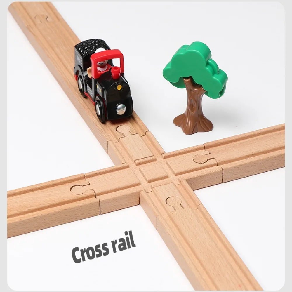 Conjunto de aprendizagem educacional para crianças trem pista brinquedos pista conector brinquedos pista de madeira brinquedos ferroviários acessórios pista de madeira