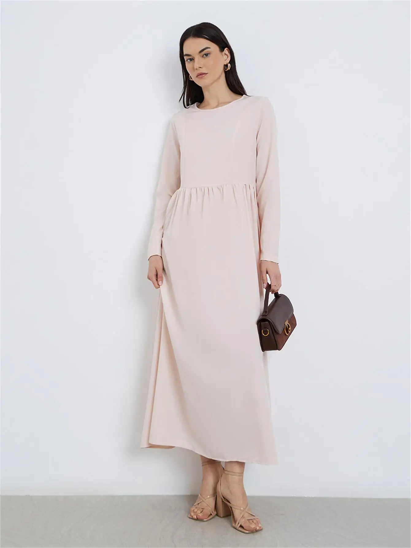 무슬림 긴 소매 긴 드레스 여성 캐주얼 맥시 드레스 우아한 이브닝 드레스 아바야 터키 카프탄 여성 의류