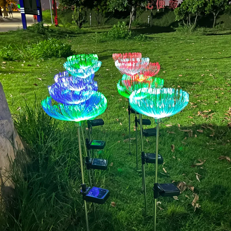 Outdoor Waterproof Solar Led Fiber Optic Jellyfish Light Atmosphere Decorative Light Garden Garden Villa Ground Lawn Light