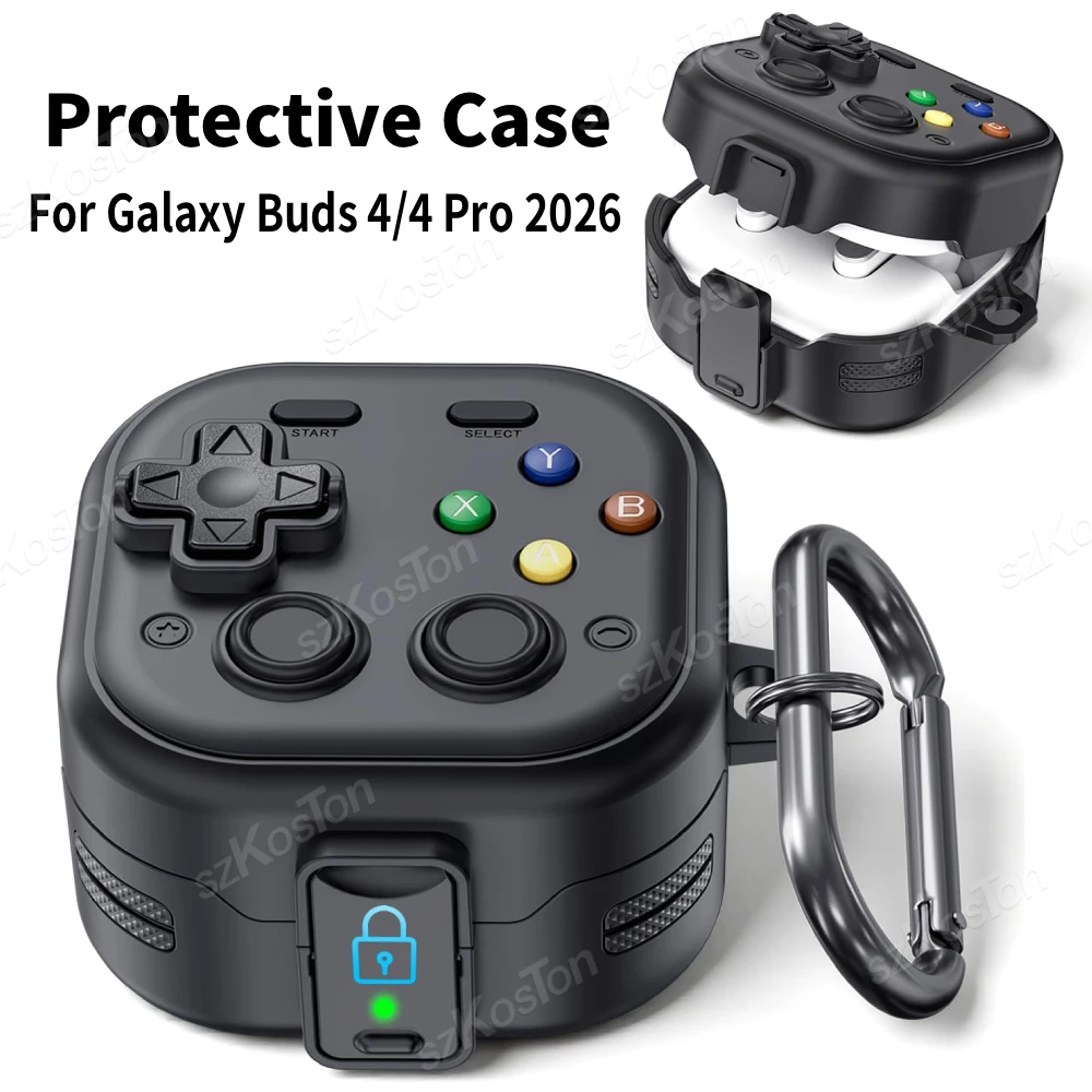 Silikon-Schutzhülle für Galaxy Buds 4/4 Pro 2026 Robuste Hartschale mit Sicherheitsverschluss und Schlüsselanhänger für Buds 4 Kopfhörer