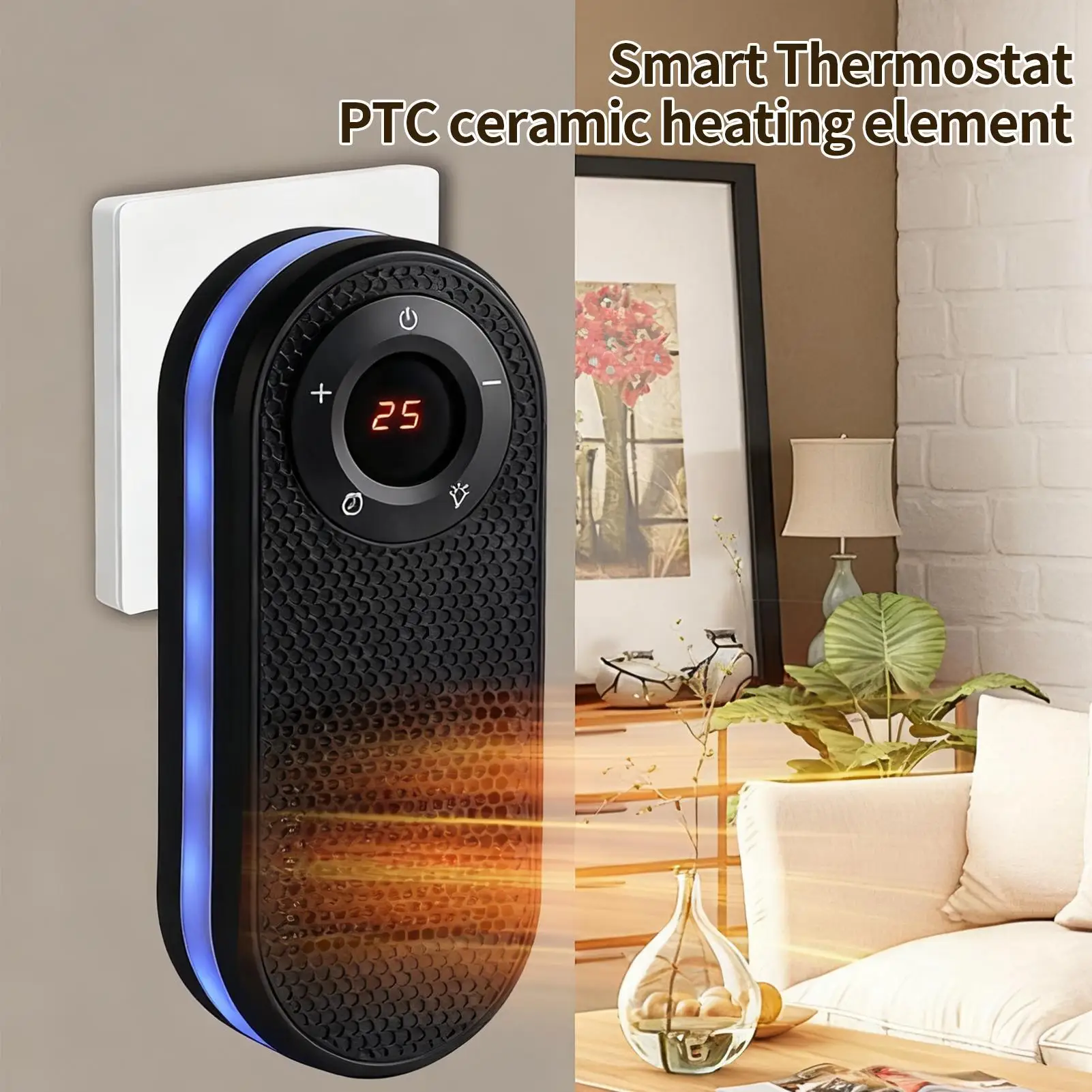 

Поворотный на 180-градусный обогреватель для комнаты с дистанционным управлением, настенный обогреватель со светодиодным дисплеем для настенного стола, дома в помещении