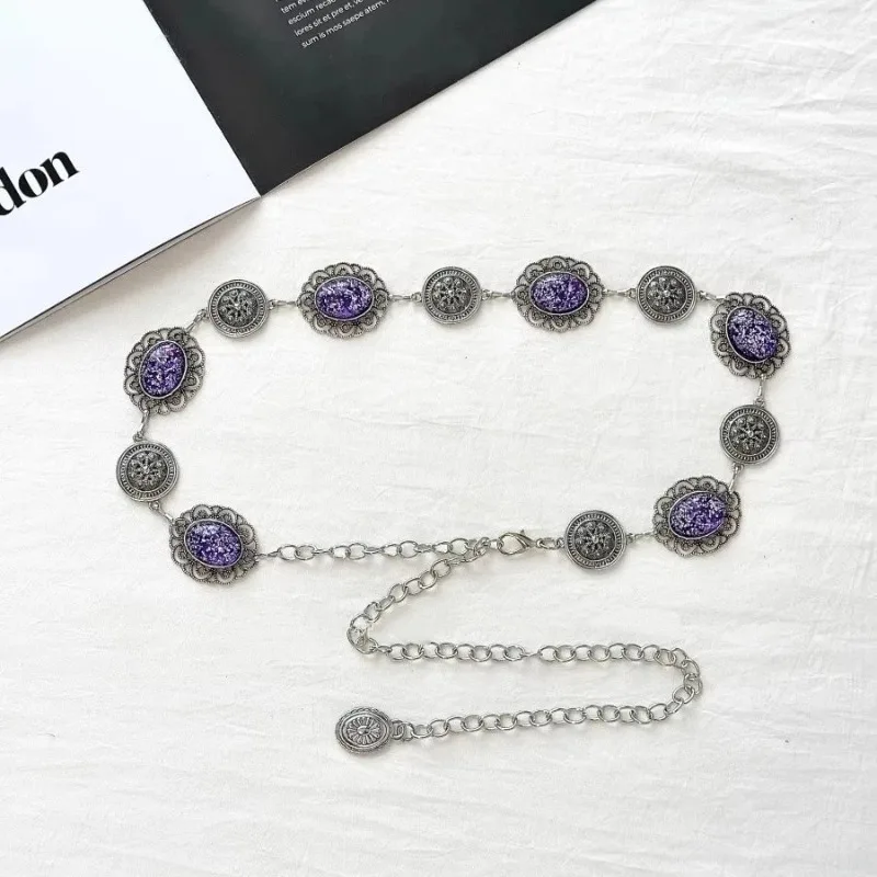 

Дизайнерская винтажная резная античная серебряная цепочка в этническом стиле, винтажная металлическая поясная цепочка, пикантные платья для девочек, брюки, декоративный пояс Y2k