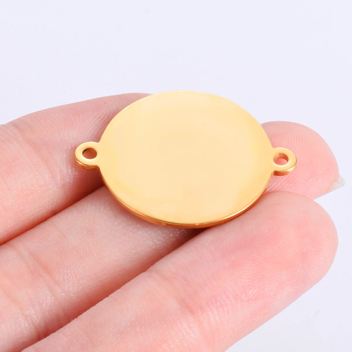 20Pcs Steel Gold Color Stainless Steel Round Blank Stamping Tags with Two Loops For Necklace Bracelet DIY Jewelry Making