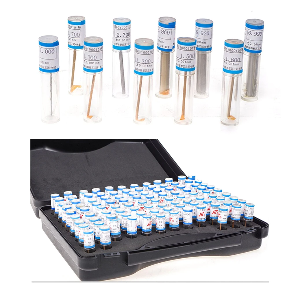 98pcs/set Steel Pin Gauge 0.30-10.00mm 50mm Pin Step 0.01 Measuring Rod Smooth Gauge Hole Gauge Set Pin Measuring Tool