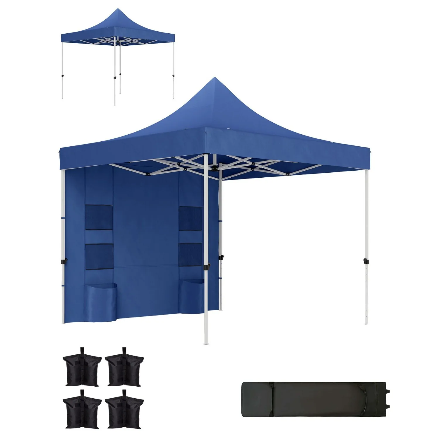

Outsunny 10' x 10' Heavy Duty Up Canopy Tent with Sidewall, UPF50+ Instant Sun Shelter with Pockets, Dark Blue