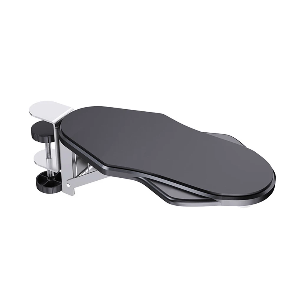 

Padded Desktop Elbow with No Punch Installation Method Offering Flexibility in Usage and Convenient Storage Options