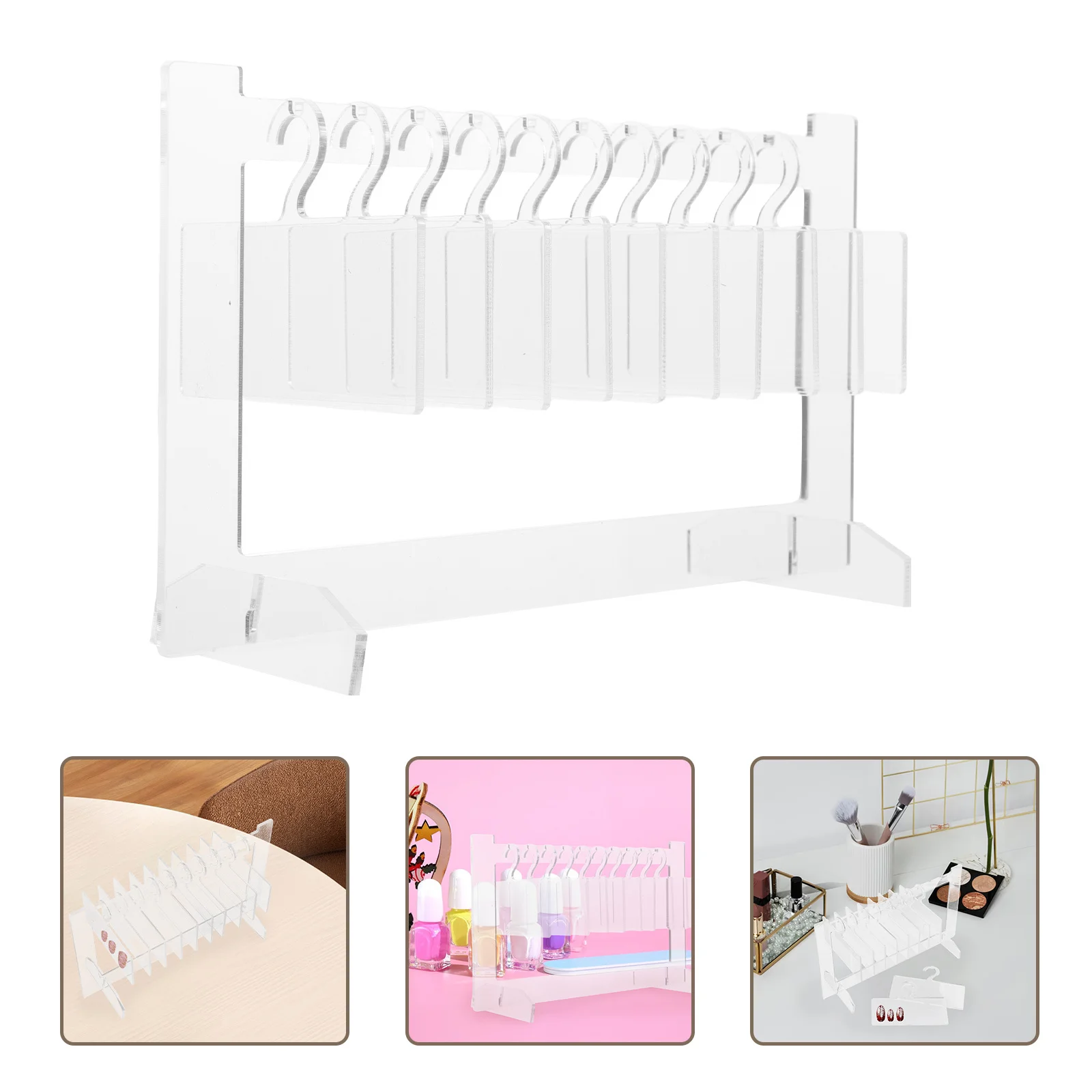 

1 Set Acrylic Nail Art Display Board Hanger Shaped False Nails Organizer Stand For Salon Clear Tips Storage Rack Multifunctional