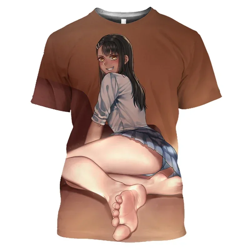 Nagatoro hayase kawaii loli t camisa masculina otaku camiseta 3d hentai sexy ahegao anime y2k topos para biquíni exposto cosplay camisetas