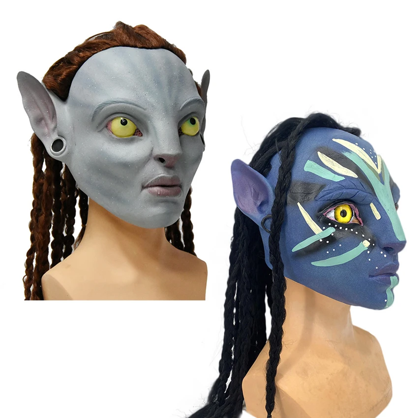 

Avatar 2 Mask Men Adult Neytiri Alien Cosplay Anime Prop Latex Halloween Funny Face Disguise Woman Avatar Dinosaur Anonymou Mask