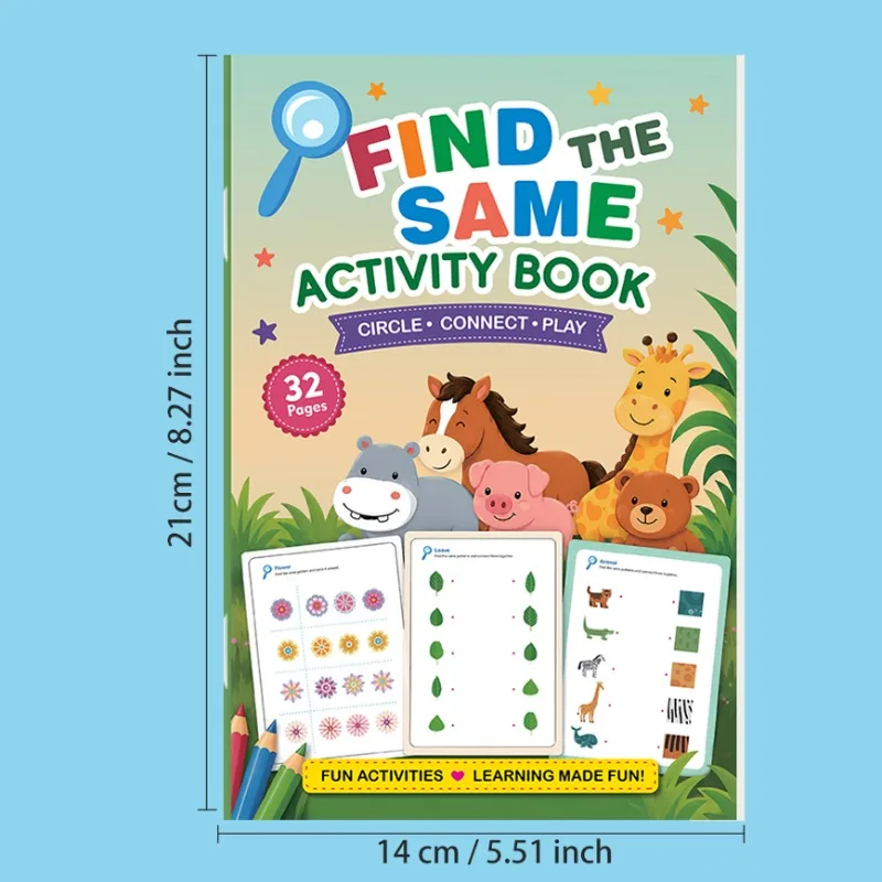 Find Matching Fun Early Education Game Book, Connected Focus Practice, Preschool Observation and Resolution Thinking Training