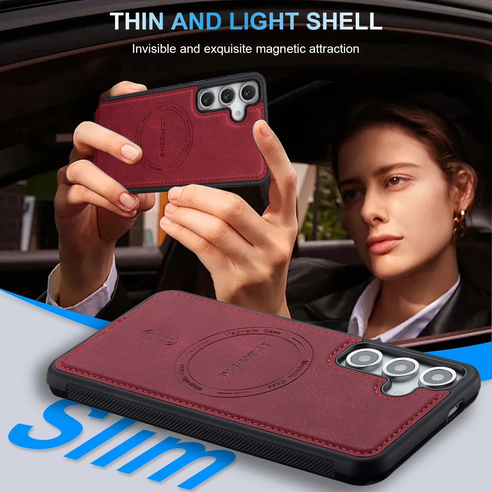 Leather Cover for Samsung A56 A55 A54 A36 A35 A17 A16 A15 5G Phone Case with Support Magnetic Attraction Feature - náhled 3