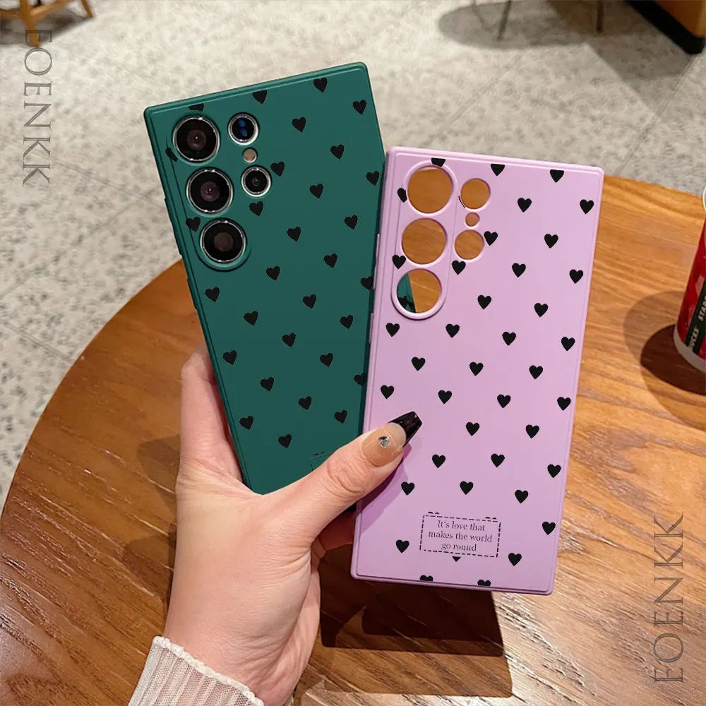 Funda de teléfono con diseño de corazón de amor negro para Samsung Note 10 20 Lite Pro Galaxy S25 S24 S23 S22 S21 S20 Ultra FE Plus funda de silicona
