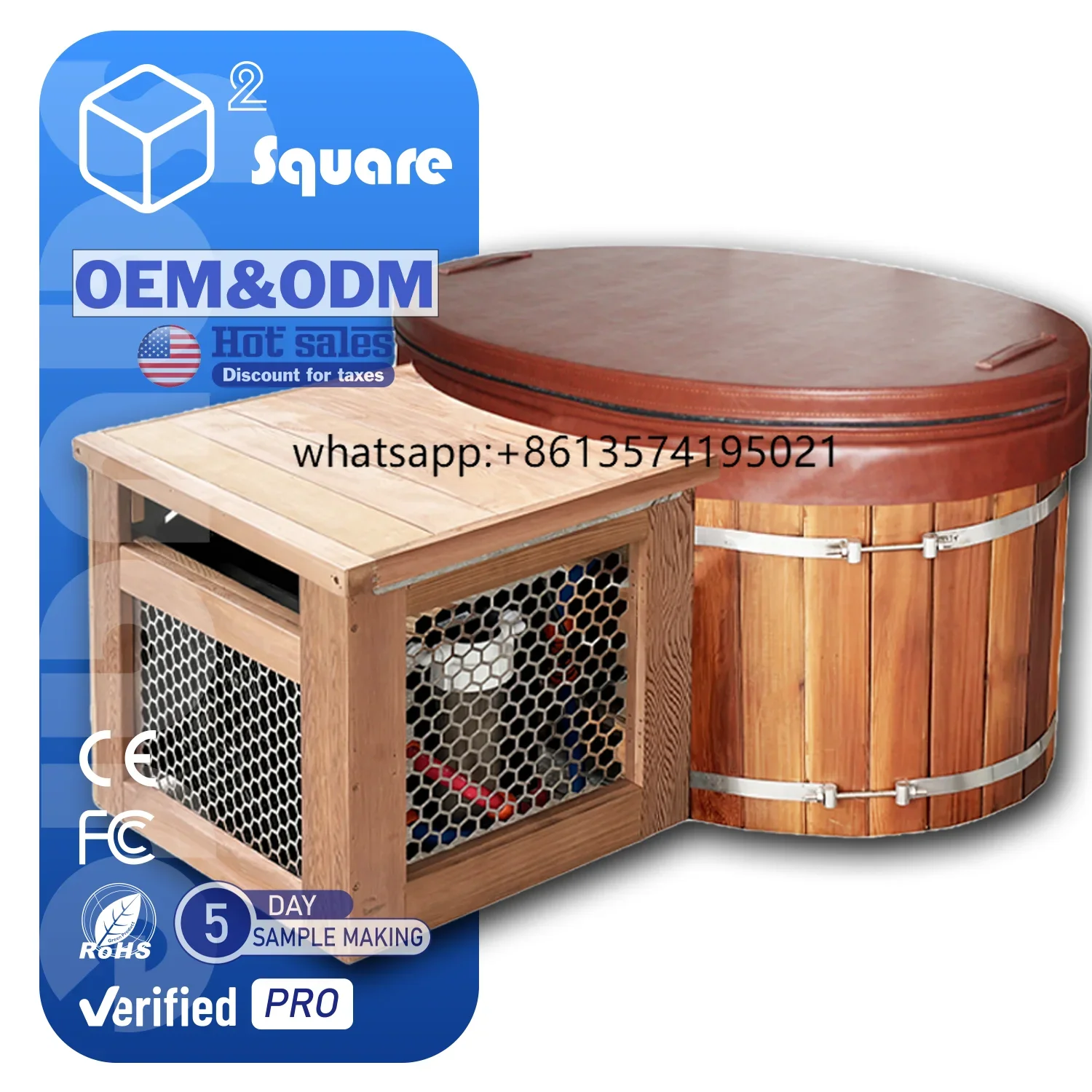 

TOEM/ODM Outdoor Home Use Garden Carbonized Wood Pine New Design Cold Plunge Tub Muscle Recovery Ice Bath Combo Shower For Home