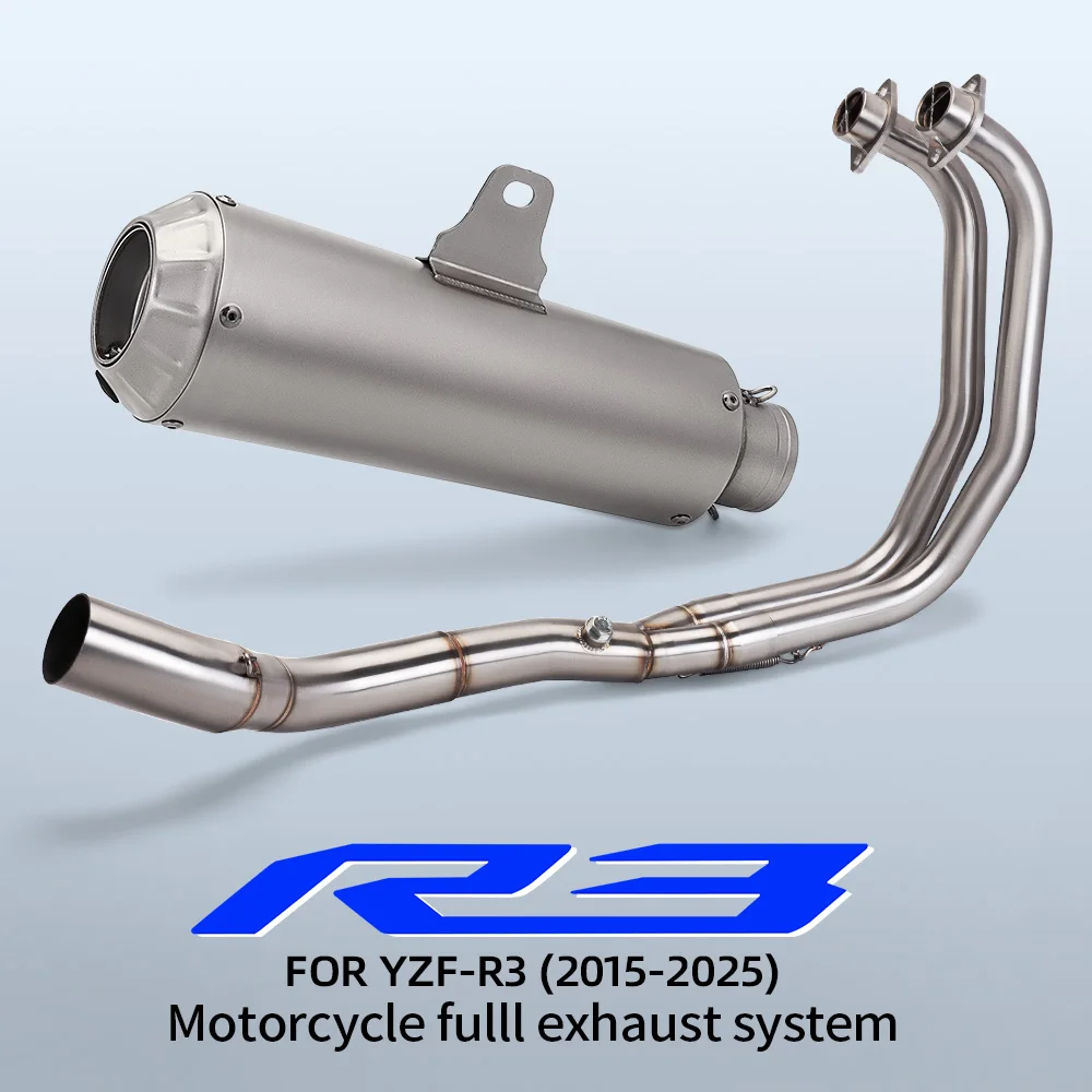 

For Yamaha YZF-R3 R25 MT03 2015-2025 Full Exhaust System Muffler With Front Link Pipe
