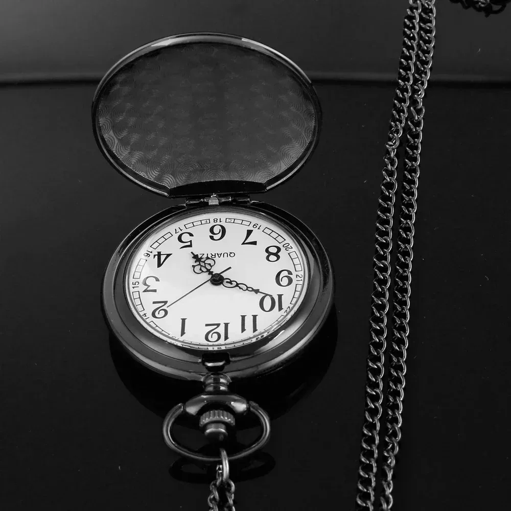 Vintage AC and DC Rock Band Engraved Unique Quartz Pocket Watch Necklace Clock Pendant Gift for Women Men Kids Reloj De Bolsillo
