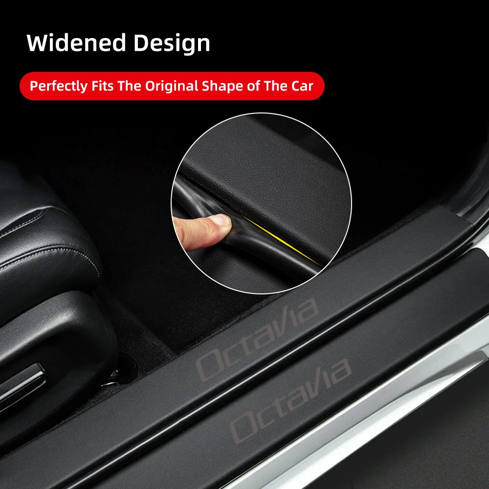 Car Leather Trunk Threshold Strip Door Threshold Strips Protective Sticker for Skoda Octavia 2015-2022 Interior Accessories