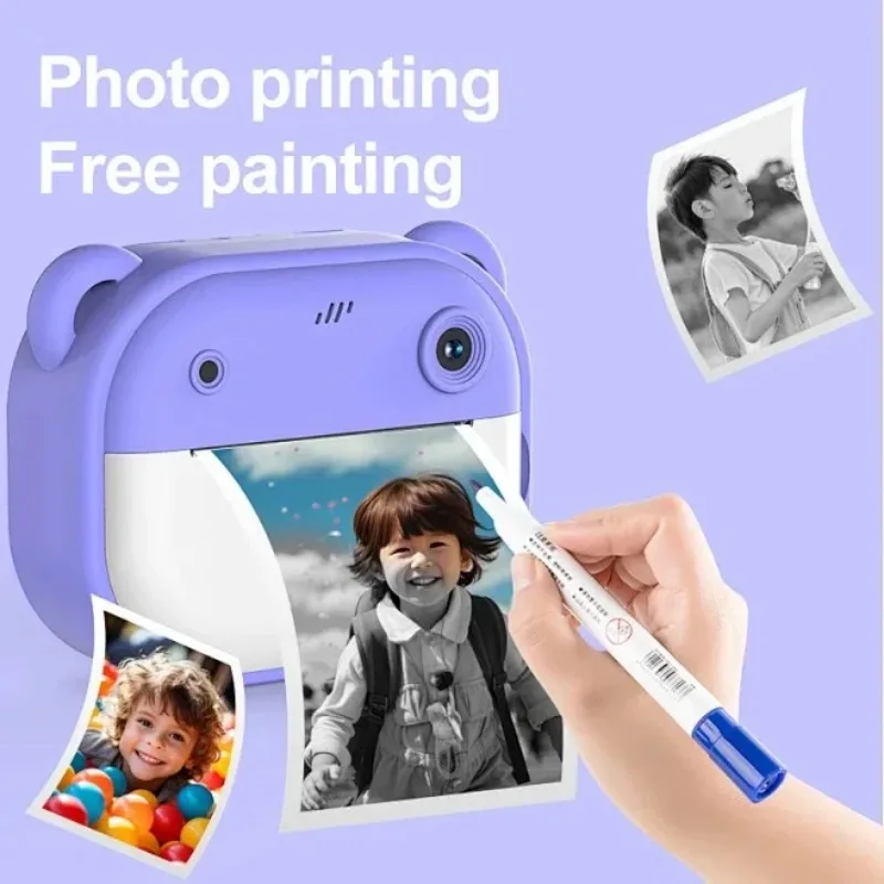 Y600 Kids Digital Cameras Instant Print Cameras Instant photo 24MP HD 1080P Video with 2Rolls Print Paper Camera