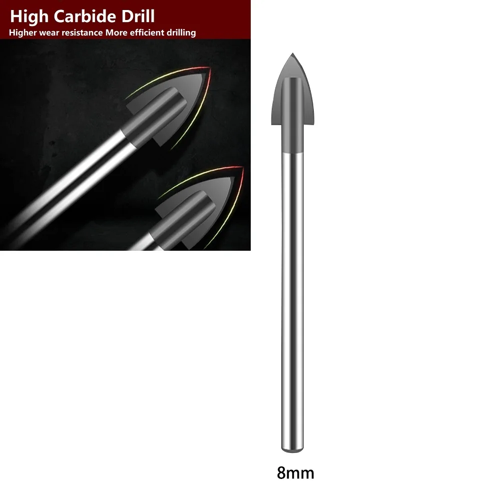 Broca De Vidro Para Carpintaria, Peças De Broca De Carboneto De Tungstênio, Bit De Substituição De Poder, Cortador De Cerâmica, 3-12mm