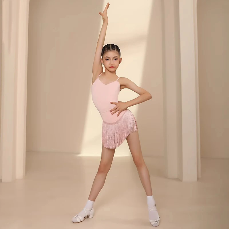 customized women adult girls Latin dance costumes high-end practice suit camisole tops hollowed out set performance fringe dress